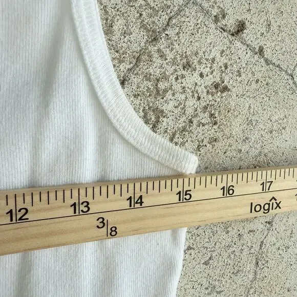 Y2K Tank Top Graphic City Print White Black Sleeveless Shirt Vtg Cotton Womens M - Picture 7 of 8